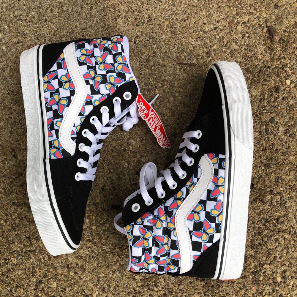 NWT NWB Vans flower checkered women’s size 8 high top woman